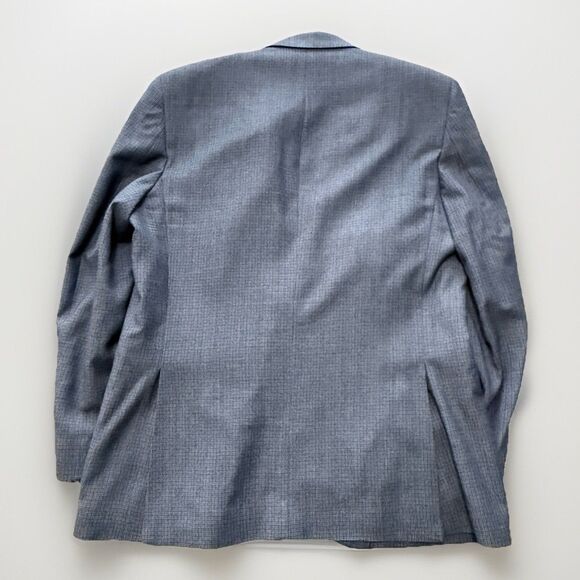 JOS A BANK EXECUTIVE Men’s 44L Blue Micro-Check 100% Wool Suit Jacket Blazer - Picture 5 of 11